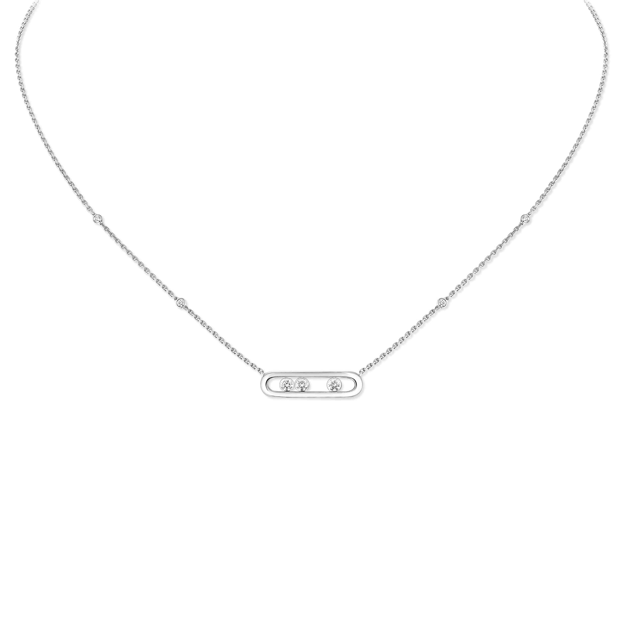 Mes1kaa baby move necklace white gold d1am0nd necklace 04323-wg